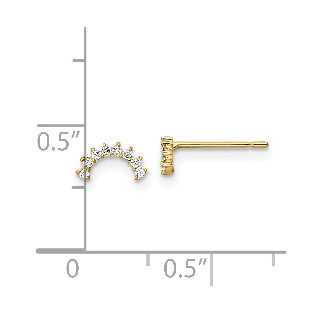 14k Yellow Gold Cubic Zirconia Stud Earrings Gift for Women