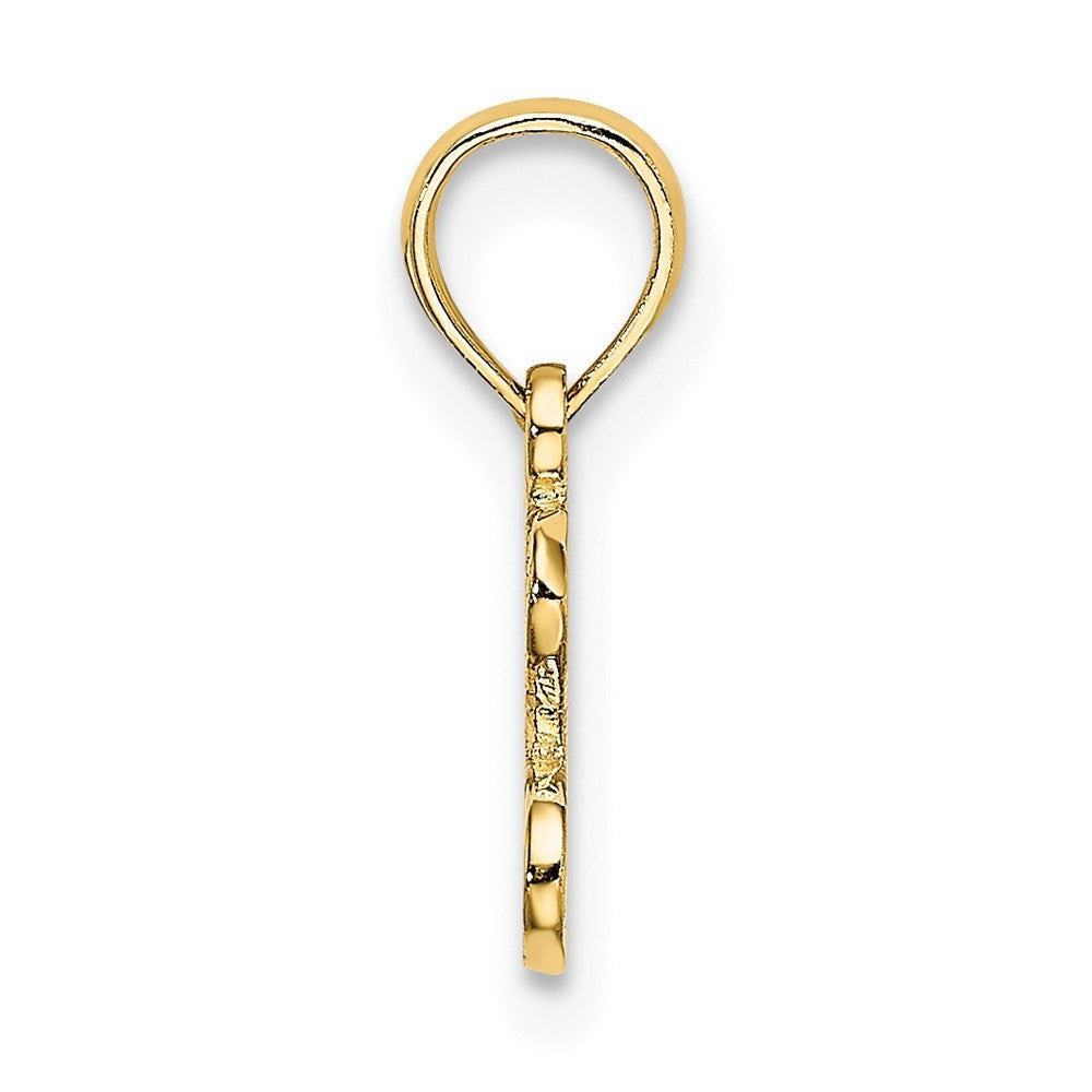 14k Yellow Gold Polished / Textured I LOVE Charm