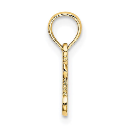 14k Yellow Gold Polished / Textured I LOVE Charm