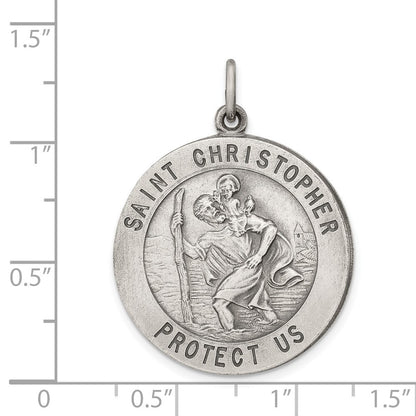 Sterling Silver Antiqued St. Christopher Medal Pendant
