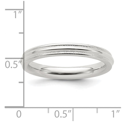 Sterling Silver 3mm Comfort Fit Half Round Milgrain Size 7 Band