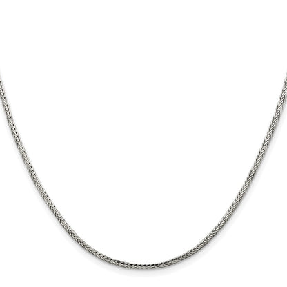 Sterling Silver Rhodium-plated 2mm Diamond-cut Round Franco Chain