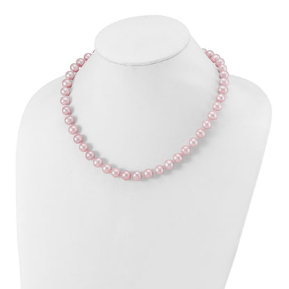 Sterling Silver Rhodium-plated 9-10mm Purple Cultured Pearl Necklace 18"