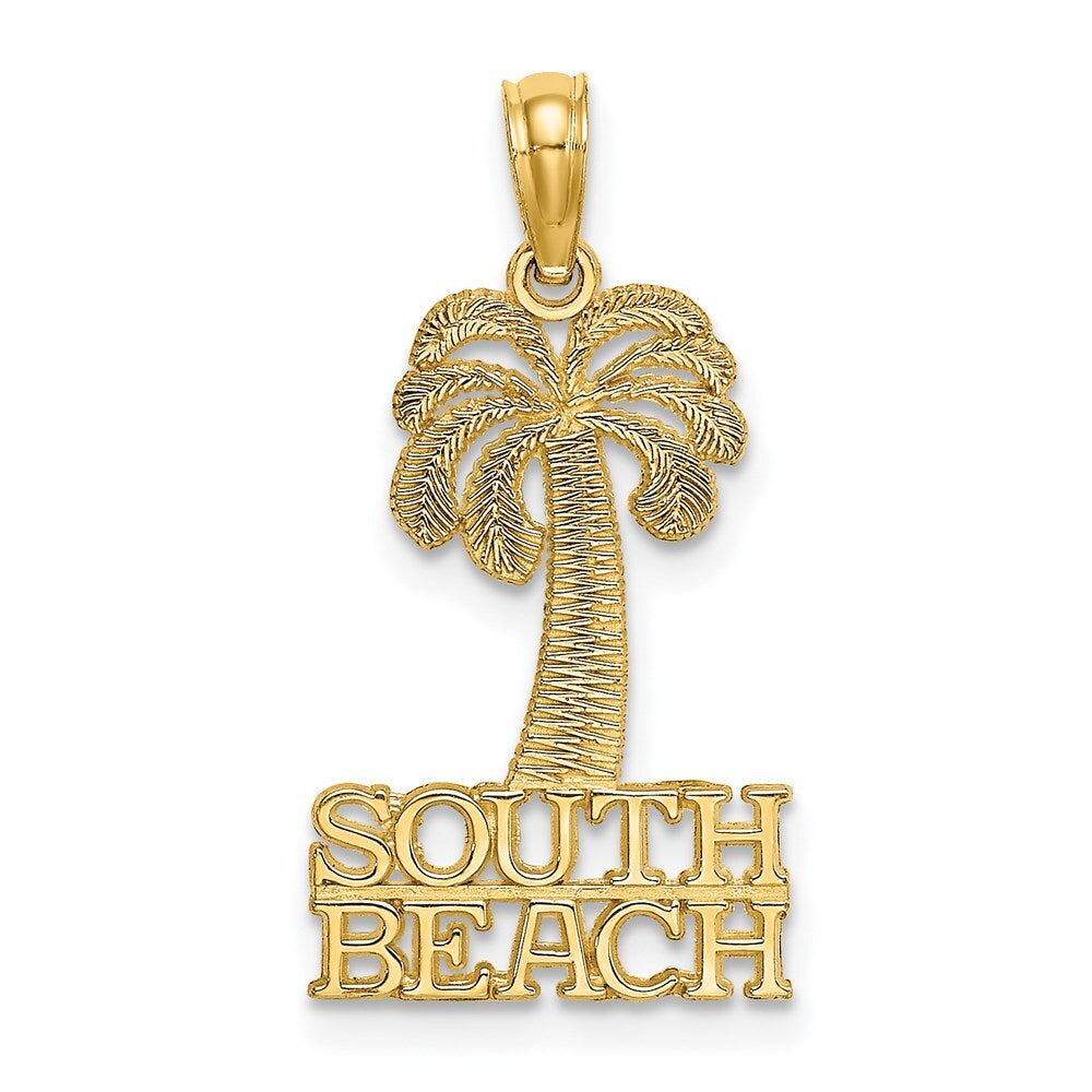 14k Yellow Gold SOUTH BEACH Under Palm Tree Charm Pendant for Women