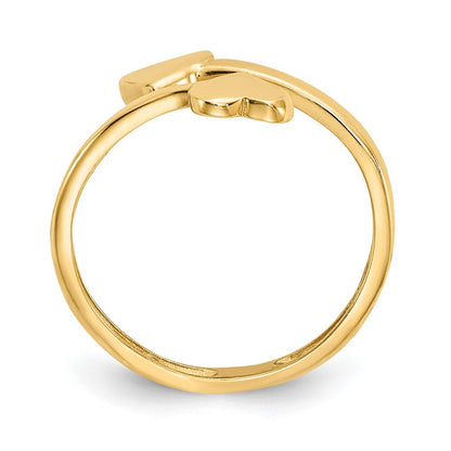 14k Yellow Gold Double Heart Toe Ring
