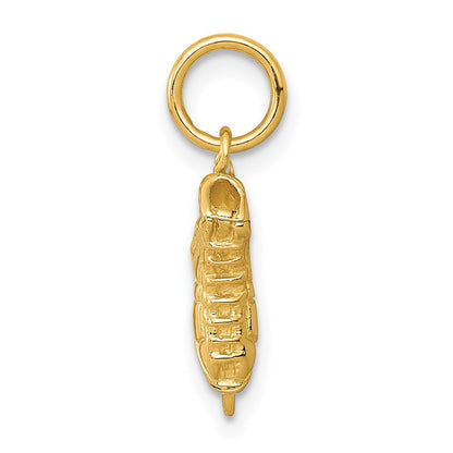 14k Yellow Gold 3D Ice Skate Charm Pendant