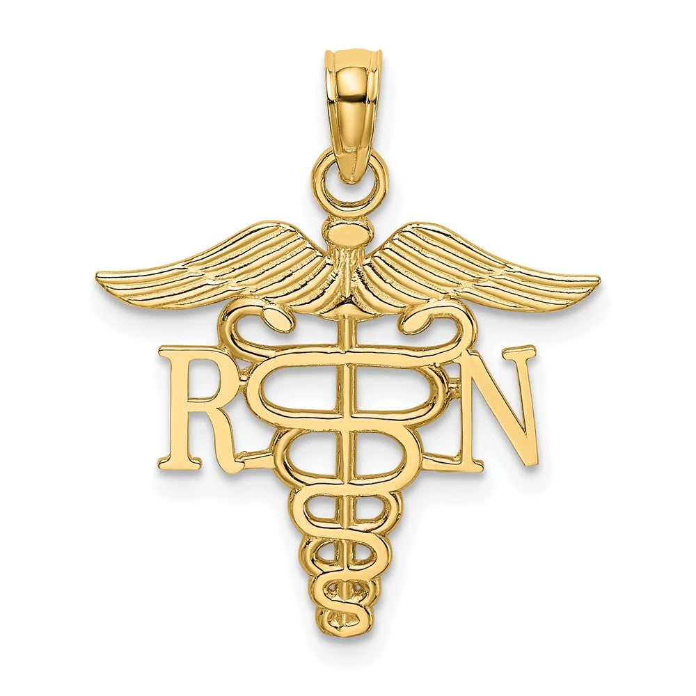 14k Yellow Gold RN Caduceus Charm