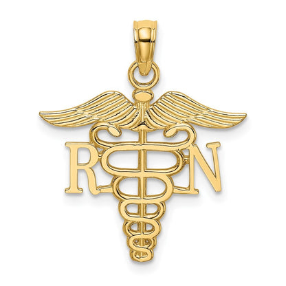 14k Yellow Gold RN Caduceus Charm
