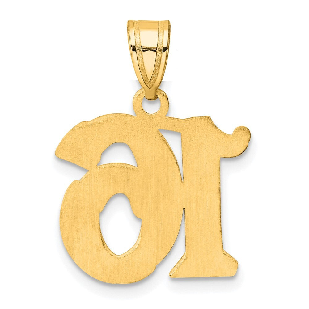 14k Yellow Gold Polished Etched Number 16 Pendant for Women