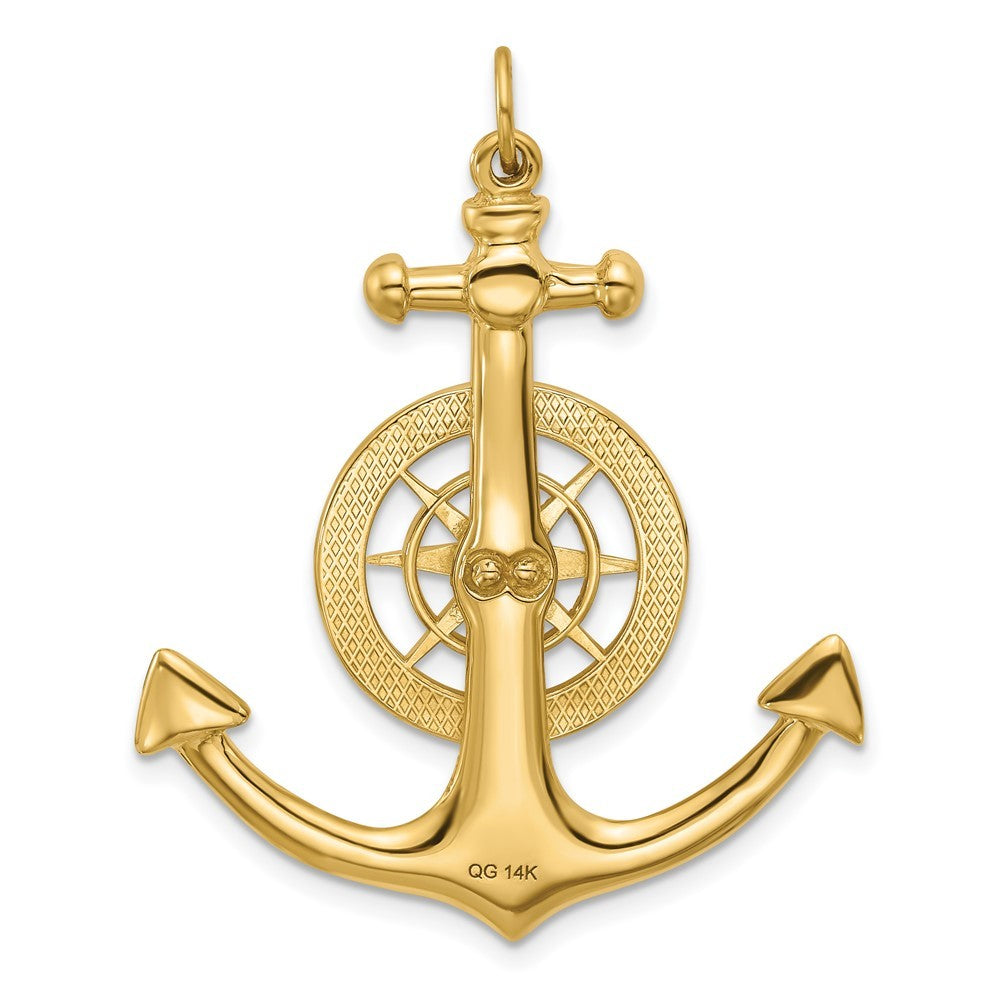 14k Yellow Gold Large Anchor w Nautical Compass Charm