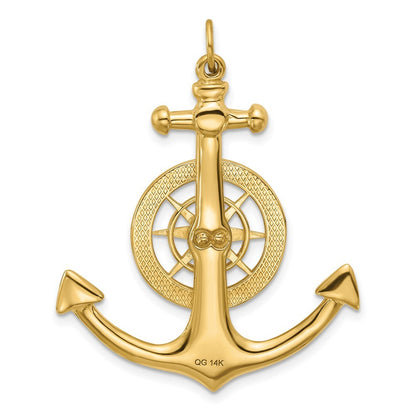 14k Yellow Gold Large Anchor w Nautical Compass Charm