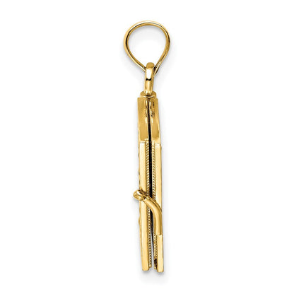 14k Yellow Gold 3-D  Enamel Ecclesiastes Book  Moveable Pages Charm Pendant
