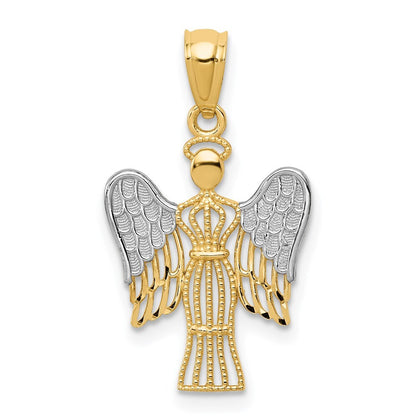 14k Yellow Gold Rhodium Angel Pendant for Women