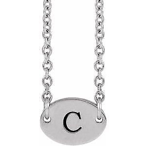 14k White Gold 1-Disc Engravable Family Disc 18" Necklace Gift for Women