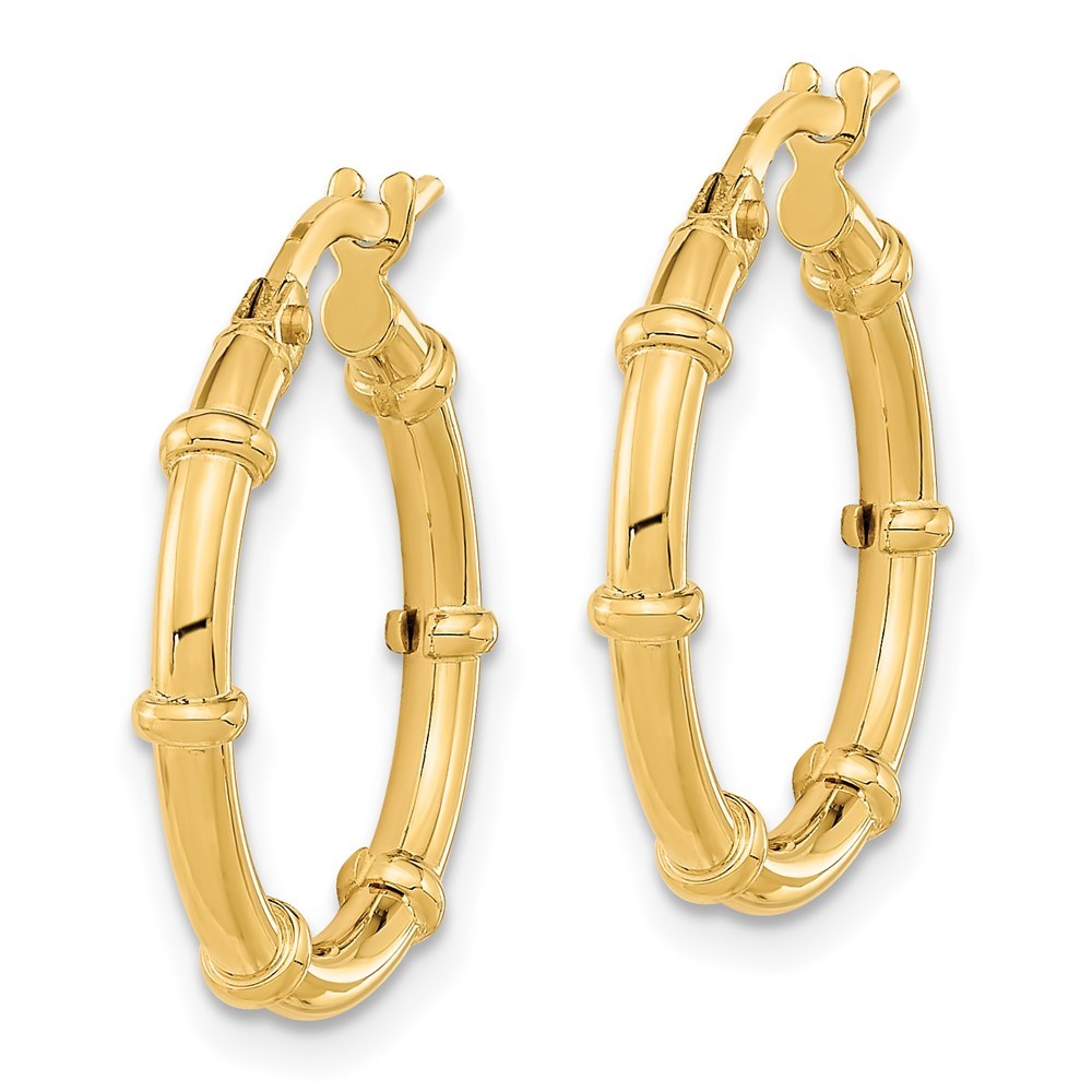14k Yellow Gold Polished and Fancy Hoop Earrings