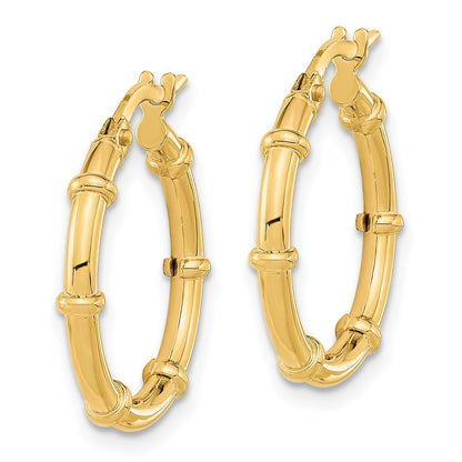 14k Yellow Gold Polished and Fancy Hoop Earrings