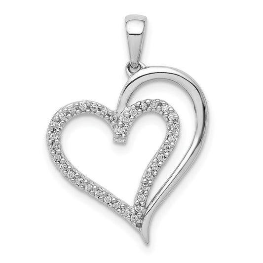 14k White Gold 1/10ct. Diamond Heart Pendant for Women