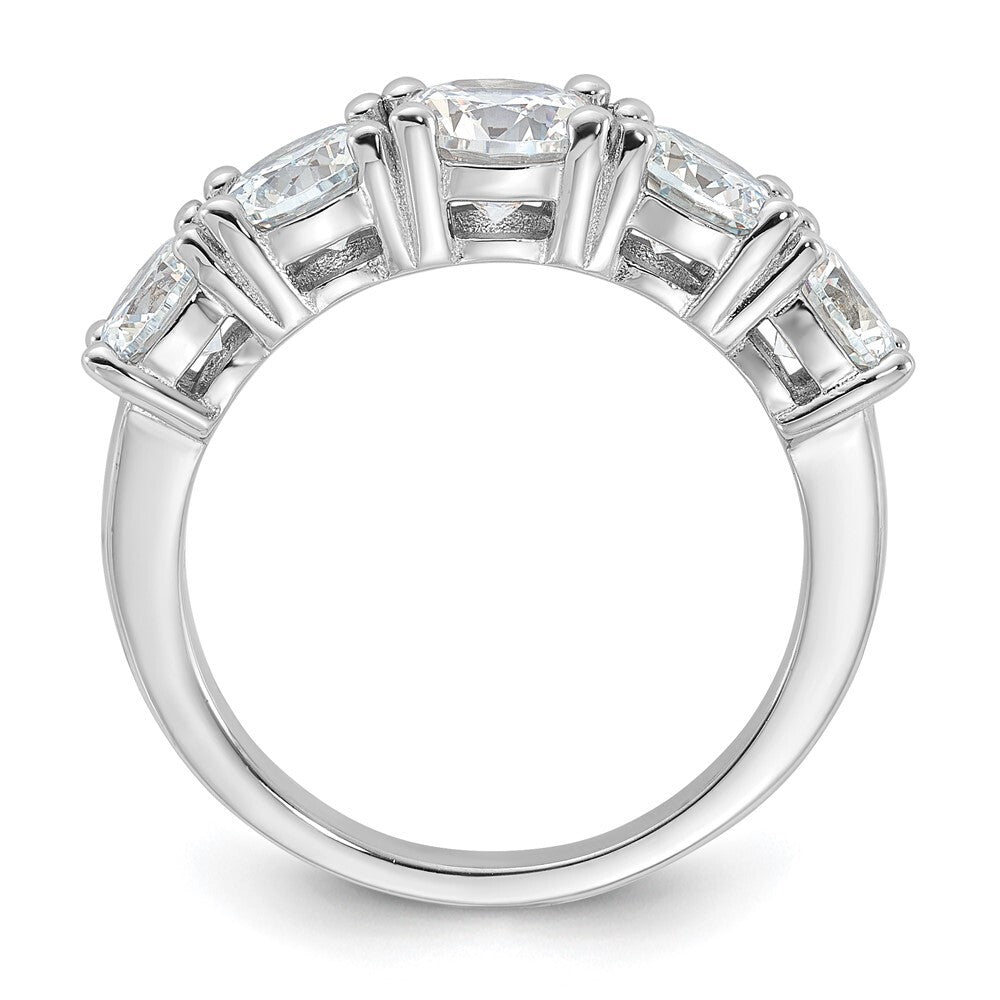 Sterling Silver Rhodium-plated Cubic Zirconia 5-Stone Ring Size 6