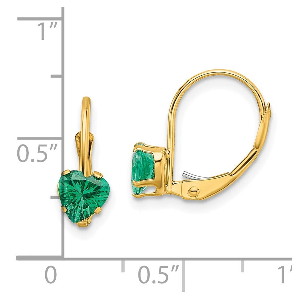 14k Yellow Gold 5mm Heart Mount St. Helens Dangle Earrings Leverback