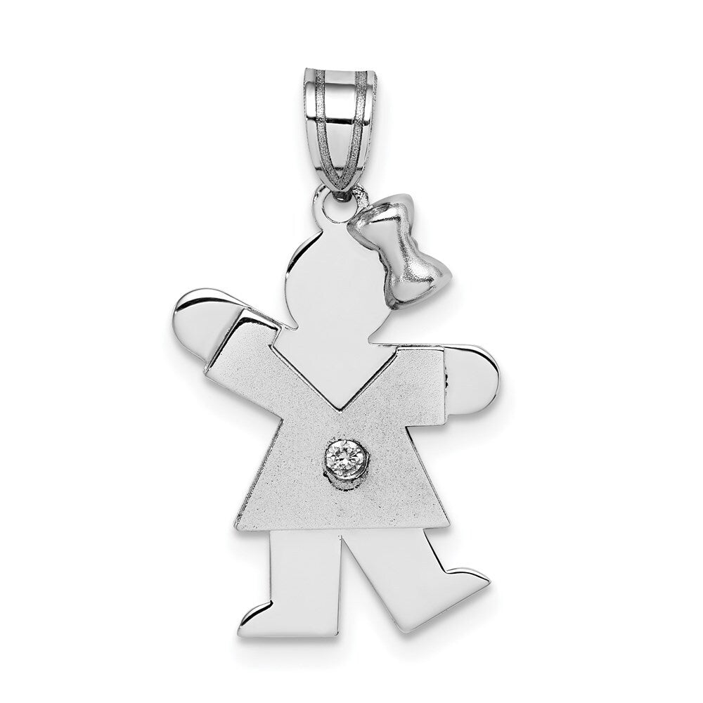 14k White Gold AA Diamond Kid Pendant for Women