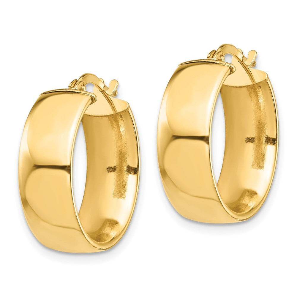 14k Yellow Gold High Polished 7mm Hoop Earrings