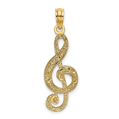 14k Yellow Gold Treble Clef Charm Pendant for Women