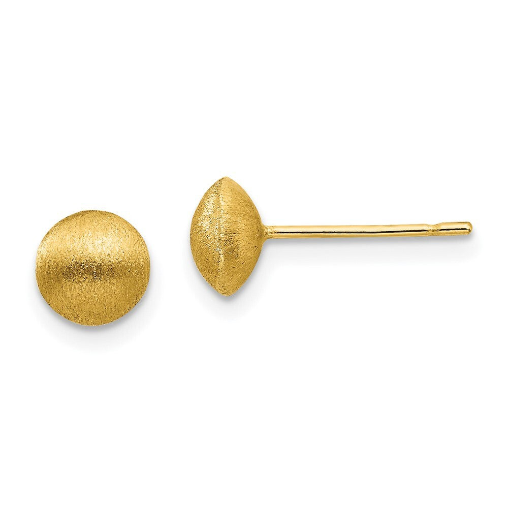 14k Yellow Gold 7mm Satin Button Stud Earrings Gift for Women