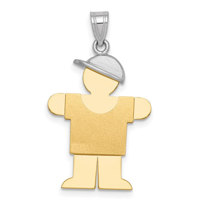 14k Two-Tone Gold Large Boy with Hat on Right Engravable Charm