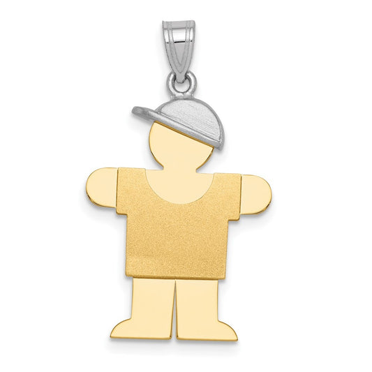 14k Two-Tone Gold Large Boy with Hat on Right Engravable Charm