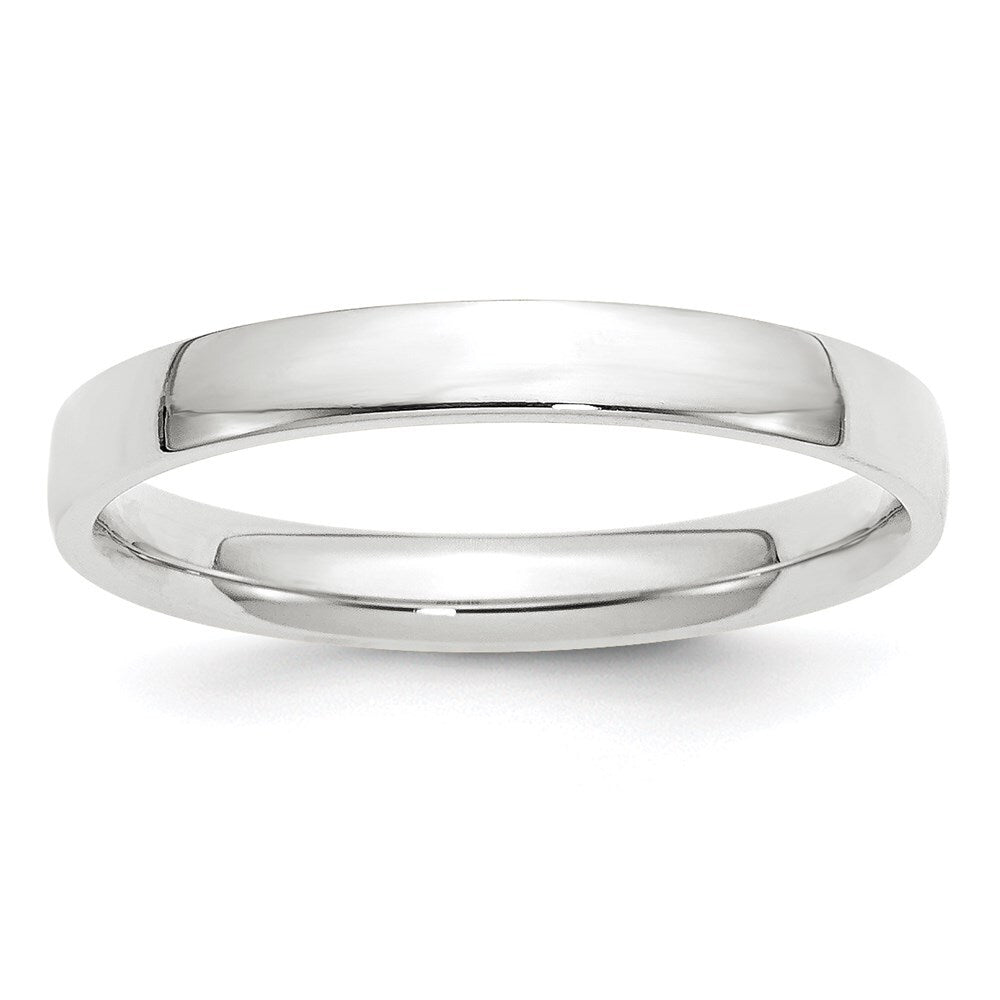 14k White Gold 3mm Lightweight Comfort Fit Wedding Band Size 10