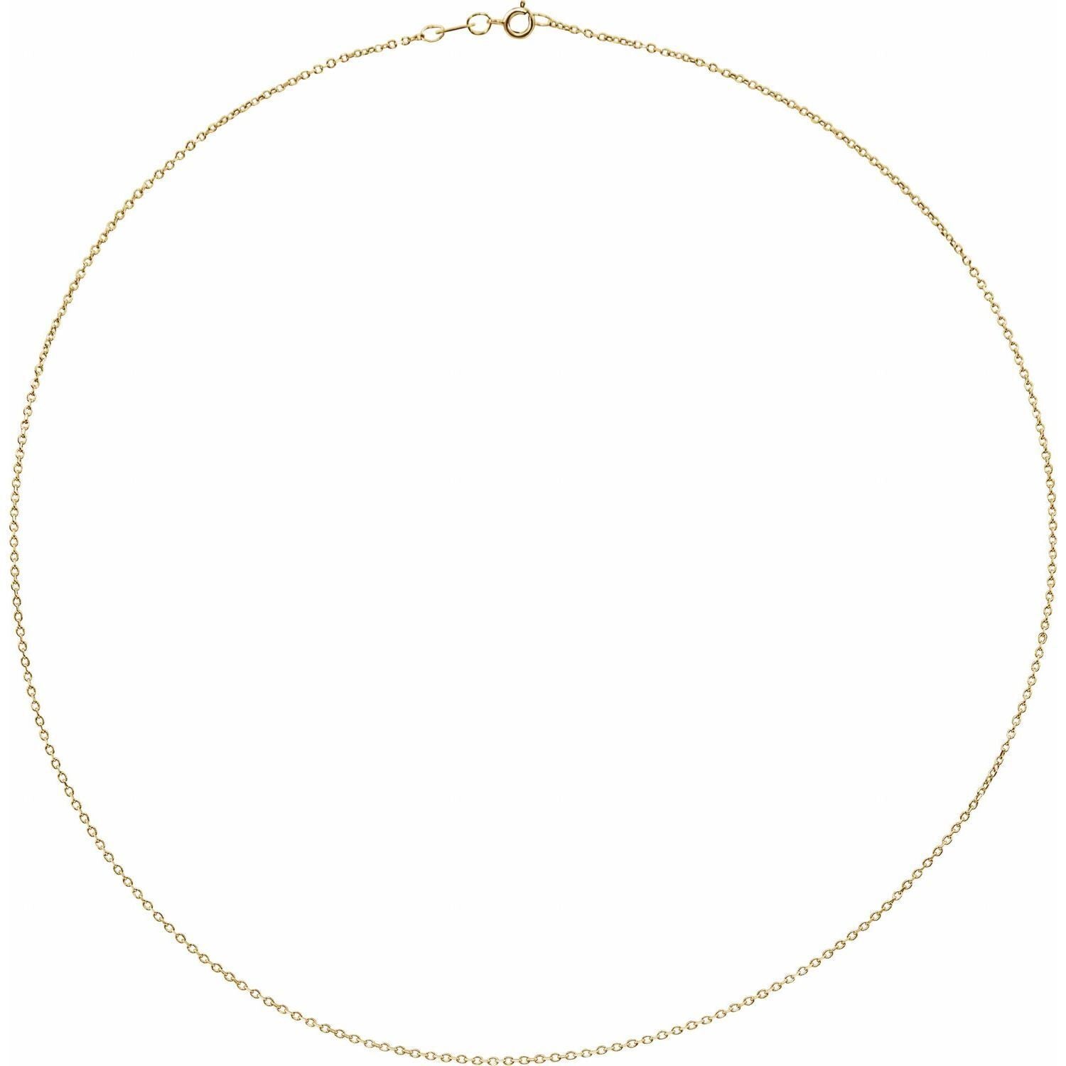 14k Yellow Gold 1 mm Diamond-Cut Cable 18" Chain Necklace Fine Gift for Women