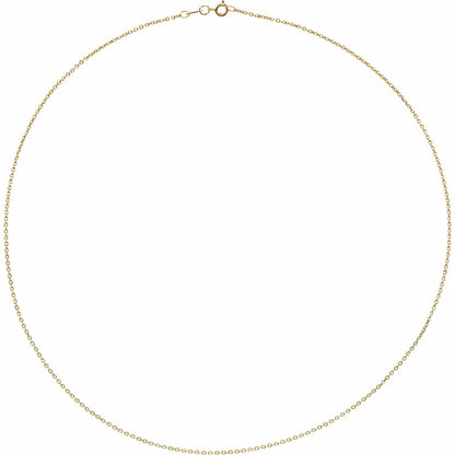 14k Yellow Gold 1 mm Diamond-Cut Cable 18" Chain Necklace Fine Gift for Women