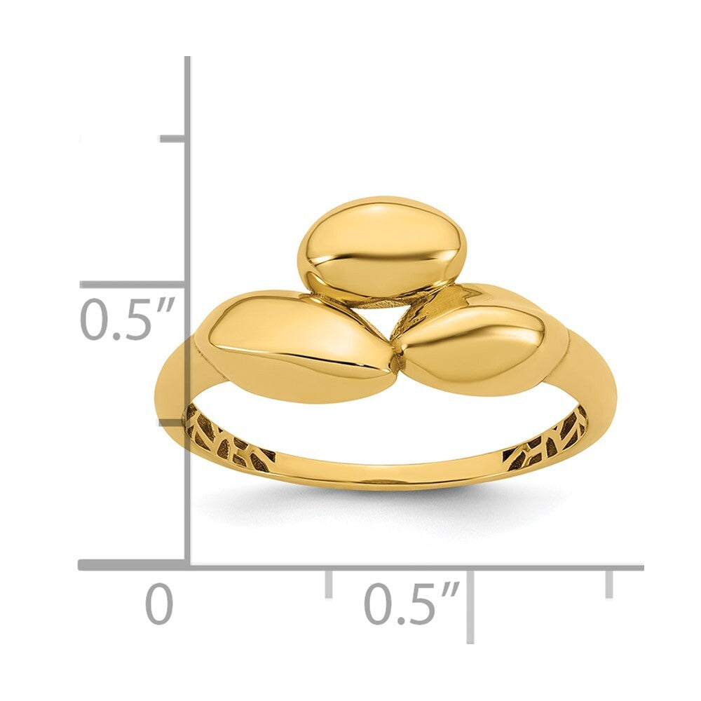 14K Yellow Gold Polished Trio Domed Ring Size 7