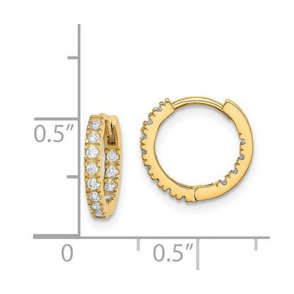 14k Yellow Gold Cubic Zirconia Hinged Hoop Earrings