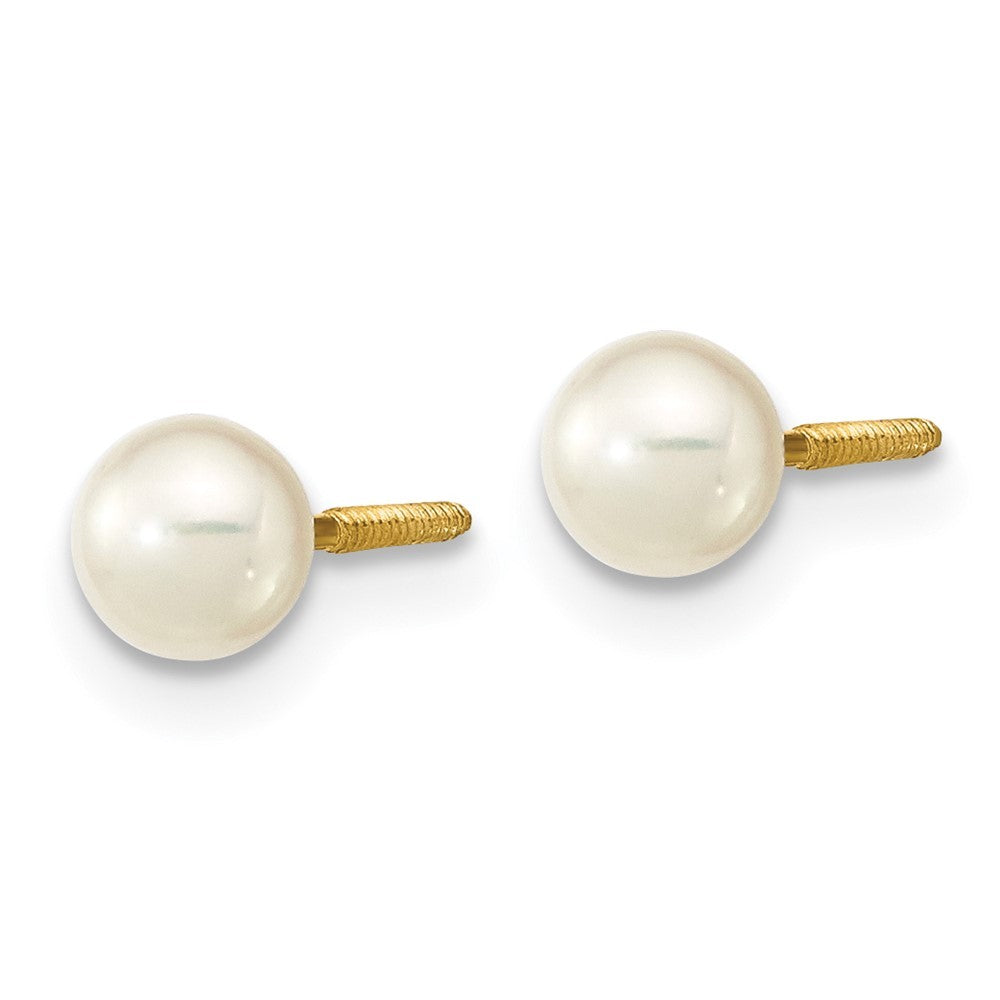 14k Yellow Gold 4-5mm Near-Round Freshwater Cultured Pearl Screwback Earrings