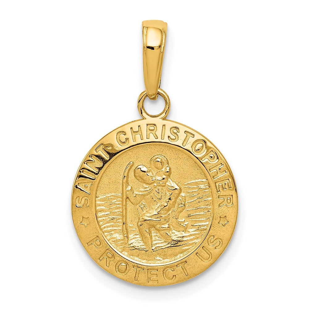 14k Yellow Gold Saint Christopher Medal Charm Pendant for Women