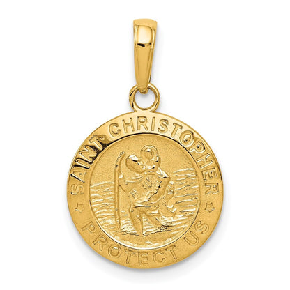 14k Yellow Gold Saint Christopher Medal Charm Pendant for Women