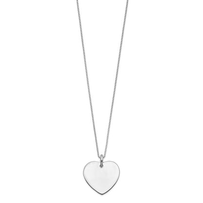 Sterling Silver Engraveable Heart on Box Chain Necklace 18 inch Necklace