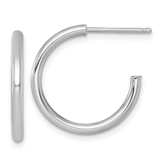 14k White Gold Polished 2.0 x 20mm Tube C-Hoop Earrings
