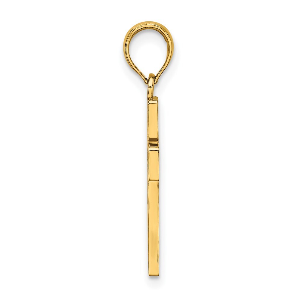 14k Yellow Gold Polished Cut-Out Cross Charm Pendant for Women