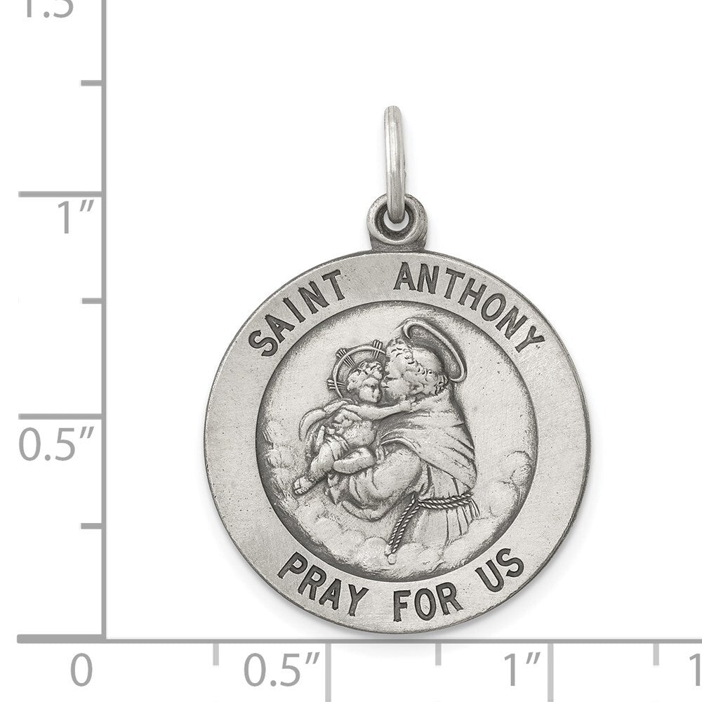 Sterling Silver Antiqued Saint Anthony Medal Pendant