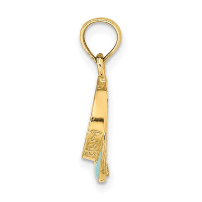 14k Yellow Gold Aqua Enameled Beach Sun Visor Charm