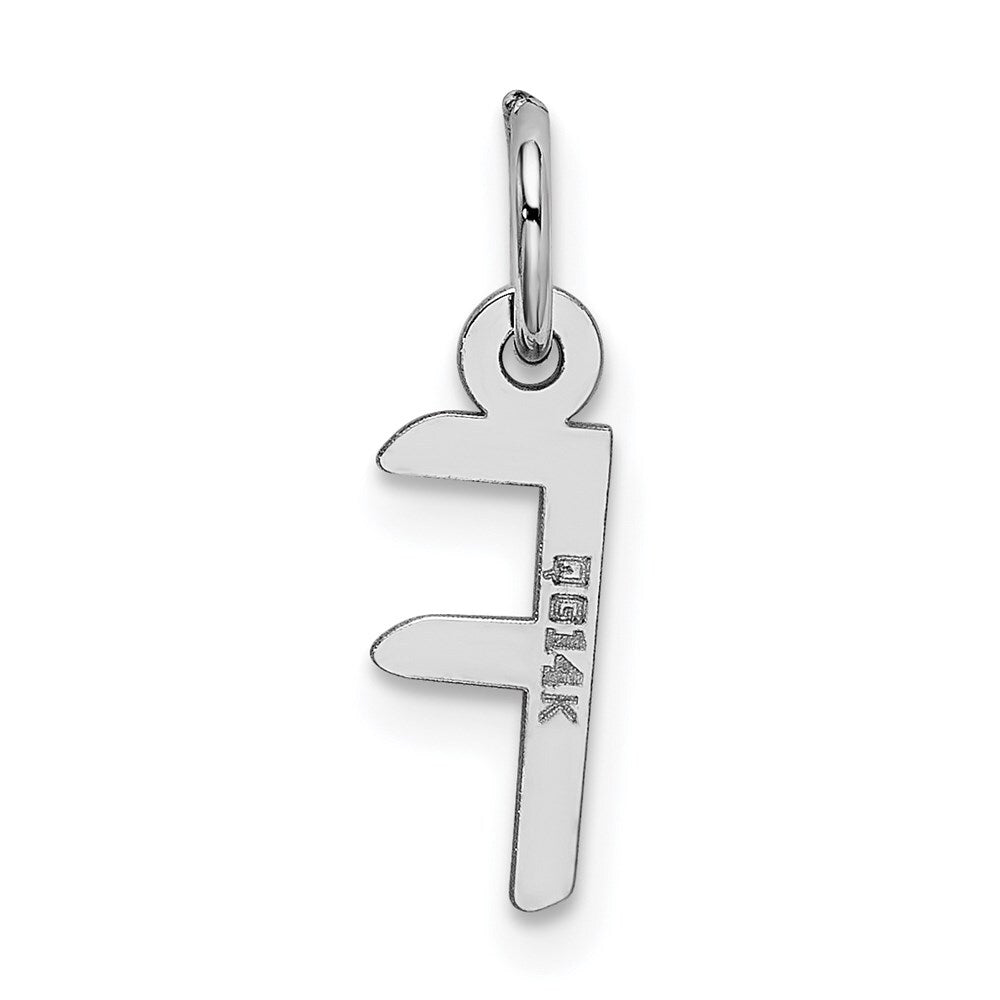 14k White Gold Small Slanted Block Letter F Initial Charm Pendant for Women