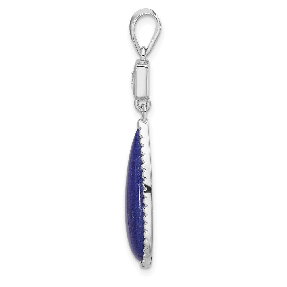 Sterling Silver Rhodium-plated Lapis Lazuli and Cubic Zirconia Pendant