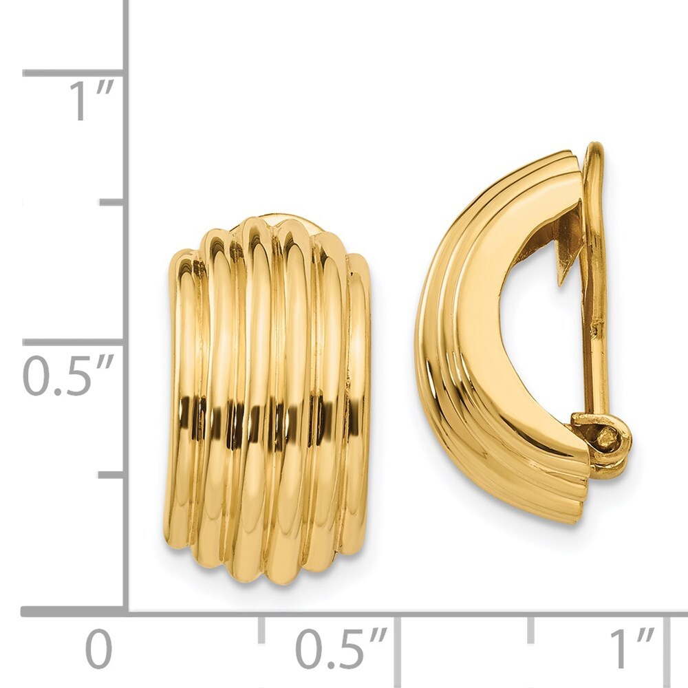 14k Yellow Gold Omega Clip Non-pierced Hoop Earrings