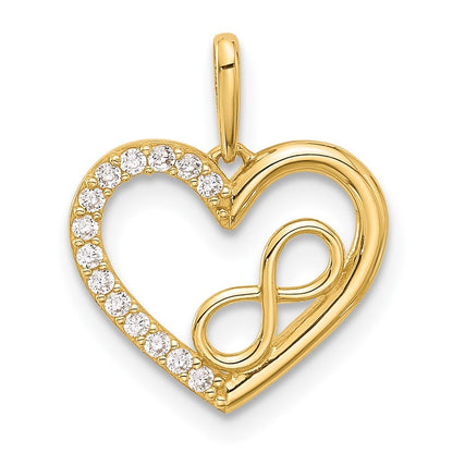 14k Yellow Gold Polished CZ Infinity Heart Pendant