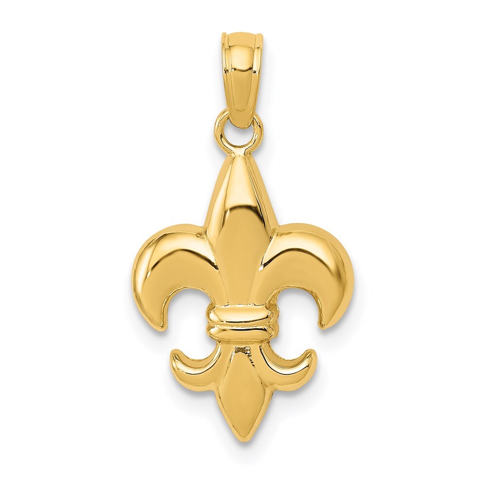 14k Yellow Gold Small Fleur-De-Lis Pendant for Women