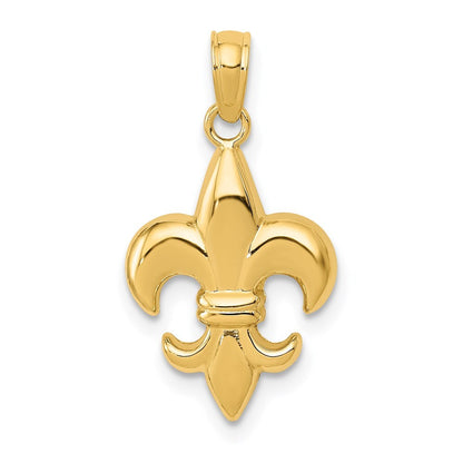 14k Yellow Gold Small Fleur-De-Lis Pendant for Women