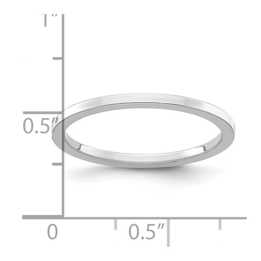 14K White Gold 1.2mm Flat Polished Stackable Band Size 10