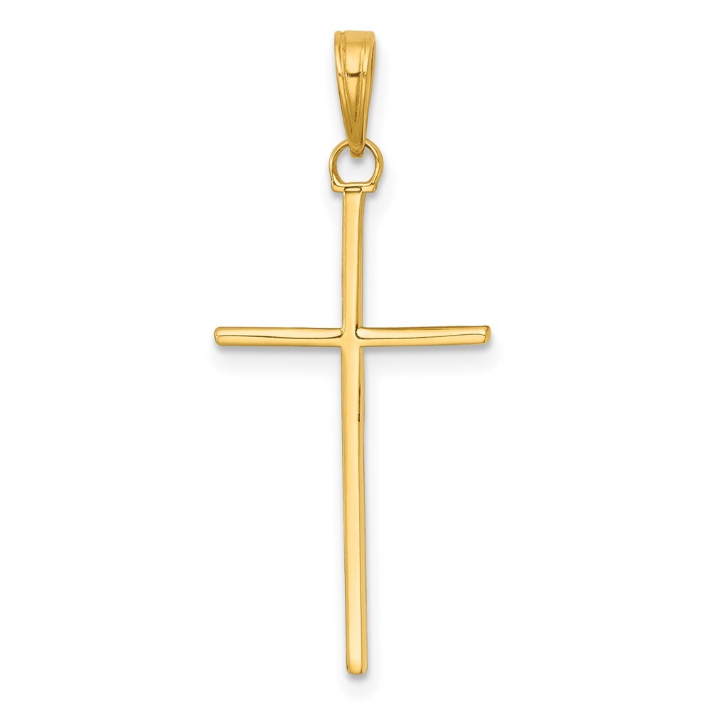 14k Yellow Gold 3-D and Polished Stick Cross Charm